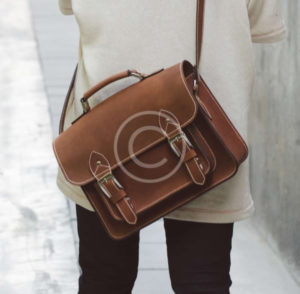 Brown Vintage Unisex Leather Messenger Bag