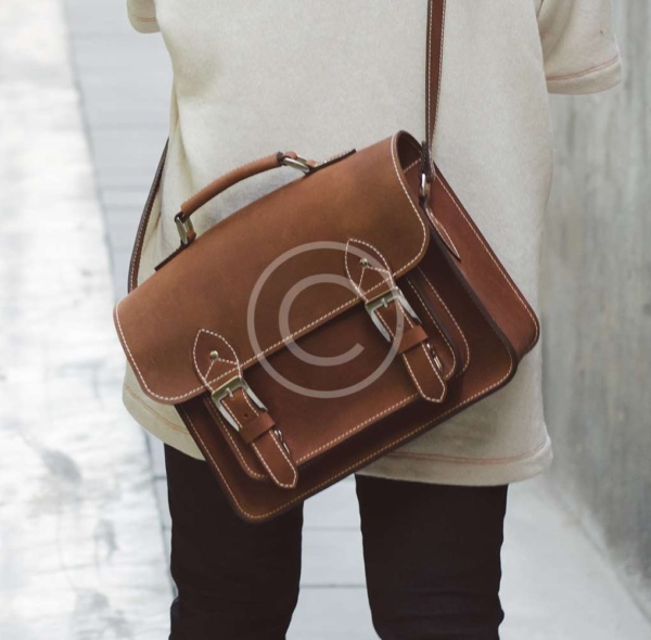 Brown Vintage Unisex Leather Messenger Bag