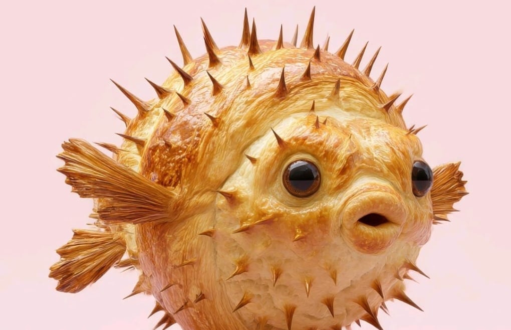 Croissant anglerfish with sharp pastry teeth