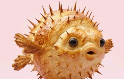Croissant anglerfish with sharp pastry teeth